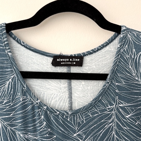 always a.line Oasis Dress in Linear Leaf Dark Teal Size M - Picture 2 of 2
